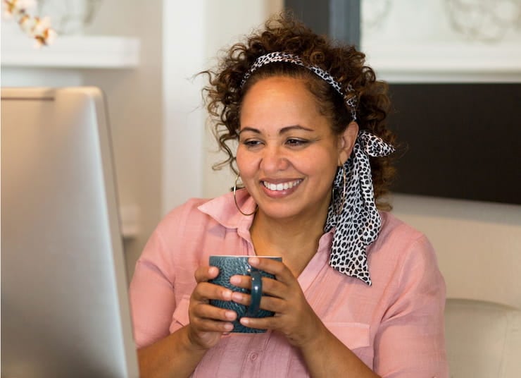 Woman working from her home office